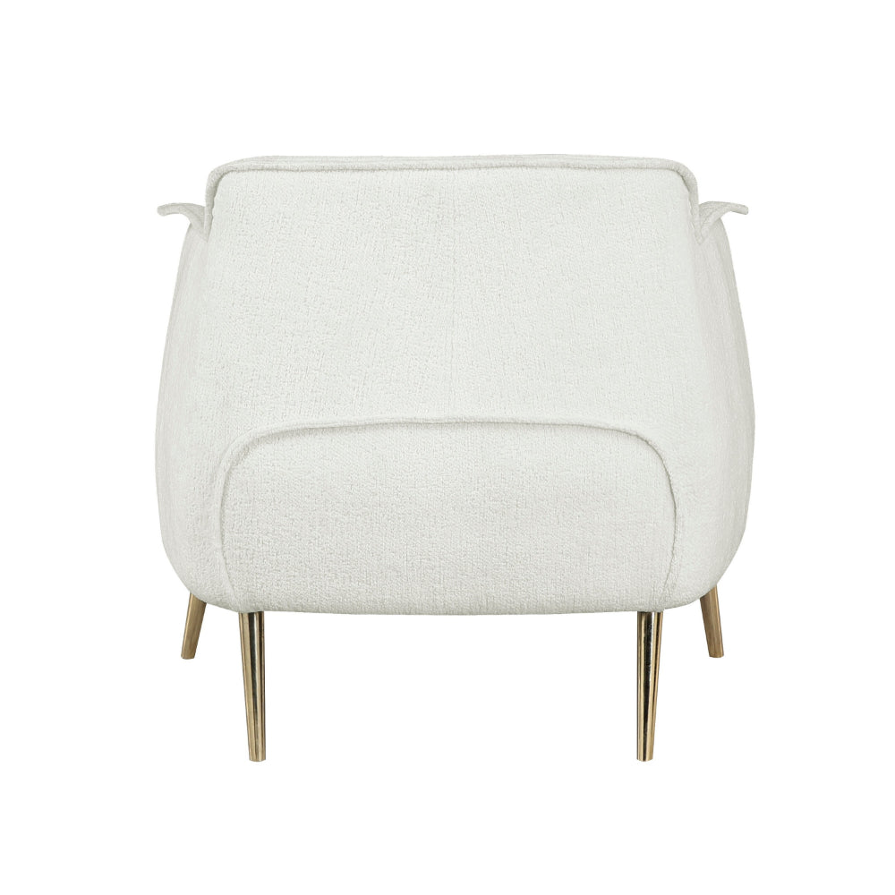 33 Inch Accent Chair Armchair, Soft White Boucle, Gold Metal, Solid Wood - BM313113