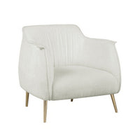 33 Inch Accent Chair Armchair, Soft White Boucle, Gold Metal, Solid Wood - BM313113