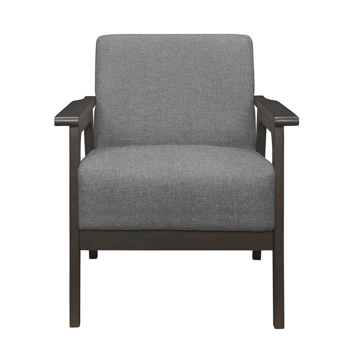 31 Inch Accent Chair, Gray Polyester, Antique Gray Solid Rubberwood - BM313114