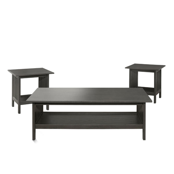 Wiston 3 Piece Table Set, 1 Coffee Table, 2 End Tables, Antique Gray Wood - BM313115