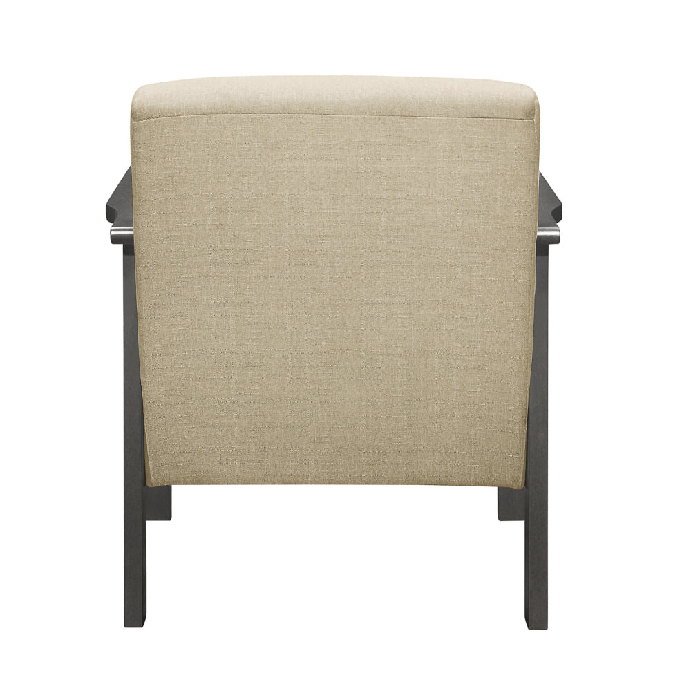 Wiston 31 Inch Accent Chair Armchair, Beige Polyester, Dark Gray Solid Wood - BM313116