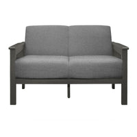 Wiston 50 Inch Loveseat, Gray Polyester, Dark Gray Solid Rubberwood - BM313118