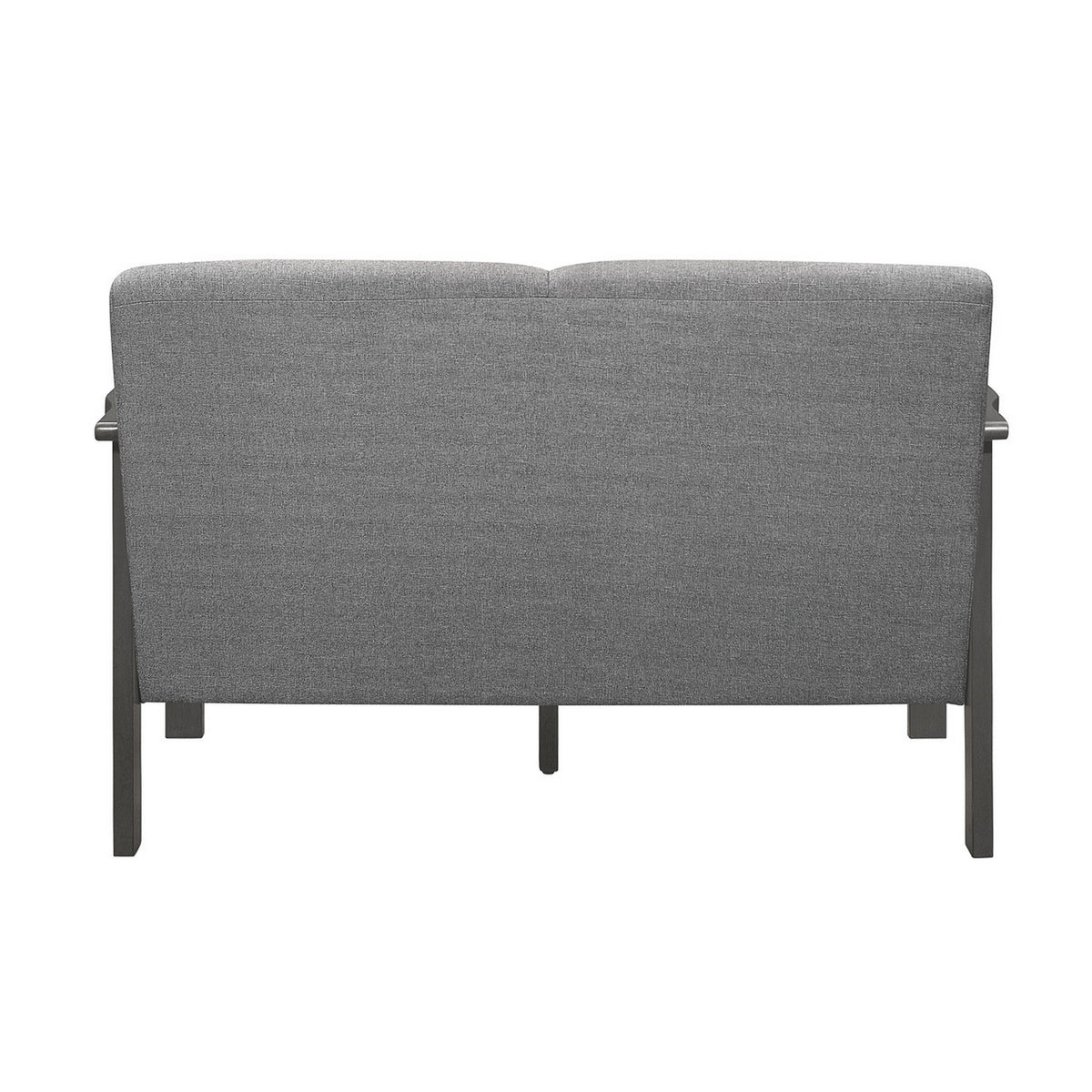 Wiston 50 Inch Loveseat, Gray Polyester, Dark Gray Solid Rubberwood - BM313118