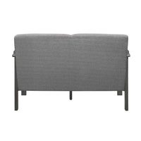 Wiston 50 Inch Loveseat, Gray Polyester, Dark Gray Solid Rubberwood - BM313118