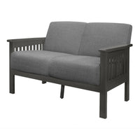 Wiston 50 Inch Loveseat, Gray Polyester, Dark Gray Solid Rubberwood - BM313118