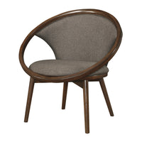 Lara 32 Inch Accent Chair, Brown Polyester, Dark Round Solid Wood Frame - BM313139