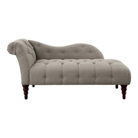 Selena 66 Inch Chaise Lounger, Tufted Beige Polyester, Brown Solid Wood - BM313149