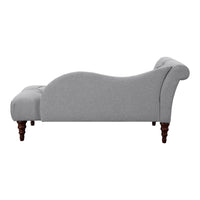 Selena 66 Inch Chaise Lounger, Tufted Gray Polyester, Brown Solid Wood - BM313151