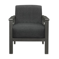 Bea 31 Inch Accent Chair Armchair, Rubberwood, Textured Cushions, Gray - BM313154