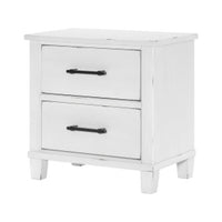 Gemi 27 Inch Nightstand with 2 Drawers, Black Handles, White Wood Finish - BM313167