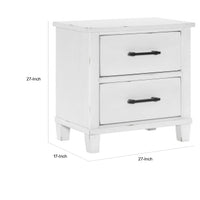 Gemi 27 Inch Nightstand with 2 Drawers, Black Handles, White Wood Finish - BM313167