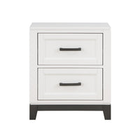 Thiem 28 Inch Nightstand with 2 Drawers, Black Handles, White Wood Finish By Casagear Home - BM313170