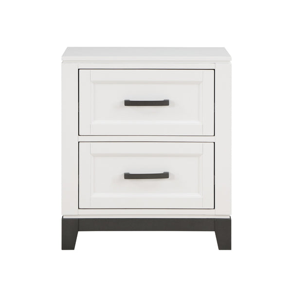 Thiem 28 Inch Nightstand with 2 Drawers, Black Handles, White Wood Finish By Casagear Home - BM313170