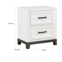 Thiem 28 Inch Nightstand with 2 Drawers, Black Handles, White Wood Finish By Casagear Home - BM313170