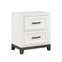 Thiem 28 Inch Nightstand with 2 Drawers, Black Handles, White Wood Finish By Casagear Home - BM313170