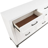 Thiem 61 Inch Wide Dresser, 6 Drawers with Black Handles, White Wood Finish By Casagear Home - BM313171