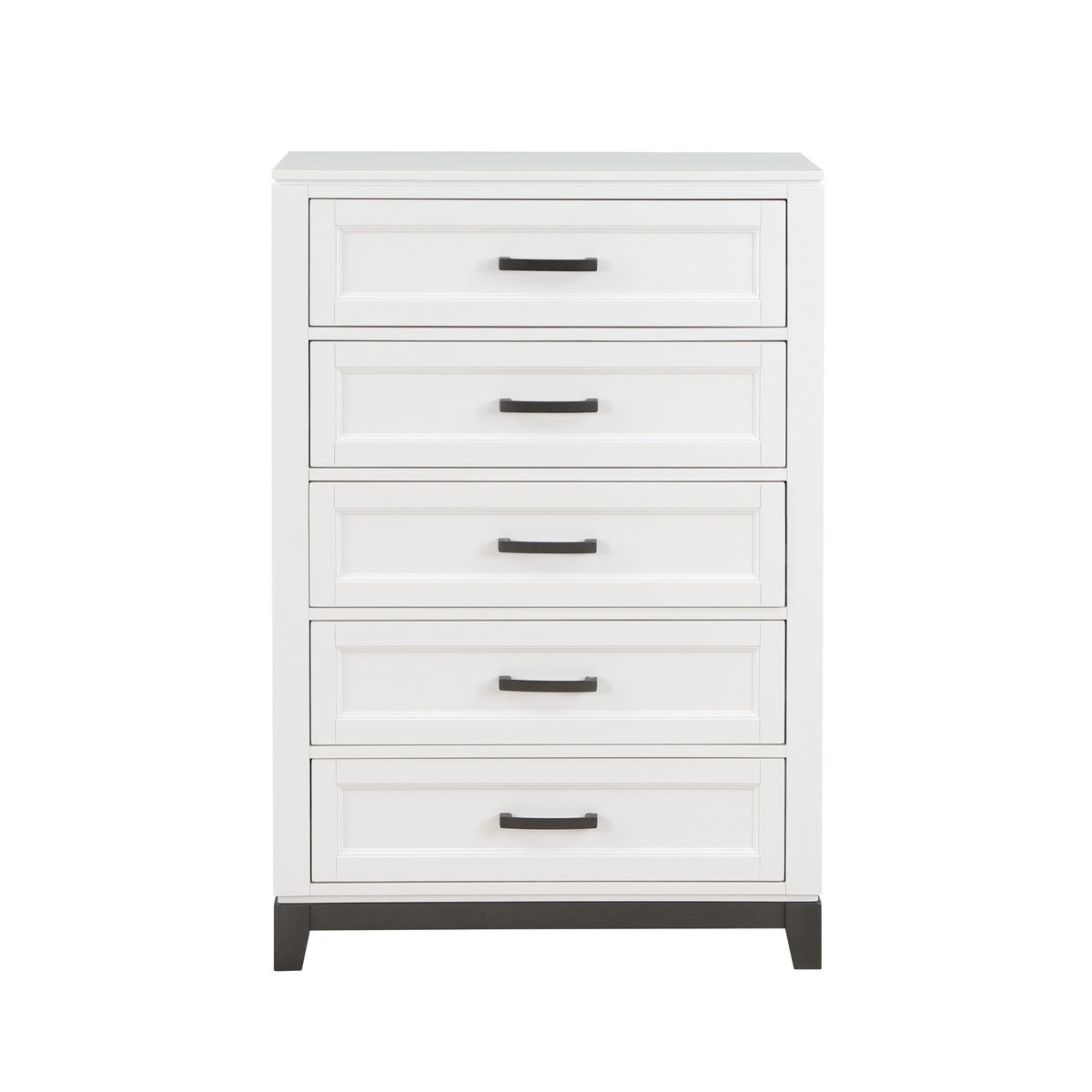 Thiem 51 Inch Tall Dresser Chest with 5 Drawers, Black Handles, White Wood By Casagear Home - BM313172