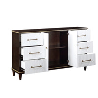 Shim 66 Inch Wide Dresser, 6 Drawers and Double Door, White, Cherry Brown By Casagear Home - BM313174