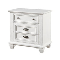 Lyni 30 Inch Nightstand with 3 Drawers, Farmhouse White Acacia Wood - BM313176