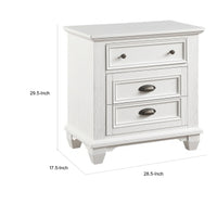 Lyni 30 Inch Nightstand with 3 Drawers, Farmhouse White Acacia Wood - BM313176