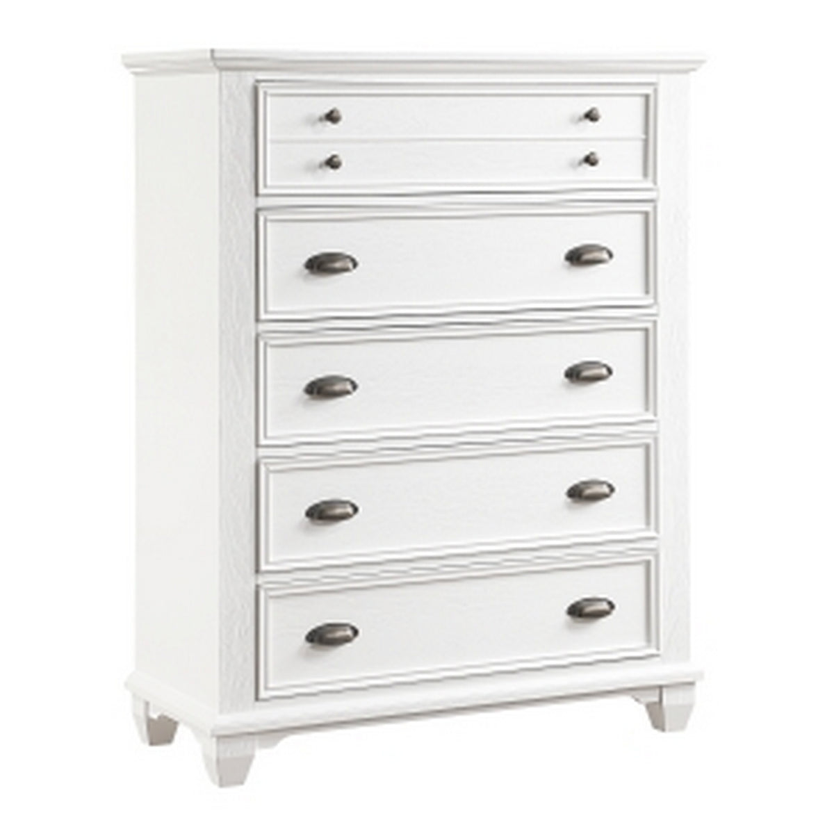 Lyni 55 Inch Tall Dresser Chest with 5 Drawers, Farmhouse White Acacia Wood By Casagear Home - BM313178