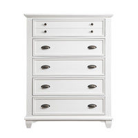 Lyni 55 Inch Tall Dresser Chest with 5 Drawers, Farmhouse White Acacia Wood By Casagear Home - BM313178