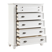 Lyni 55 Inch Tall Dresser Chest with 5 Drawers, Farmhouse White Acacia Wood By Casagear Home - BM313178