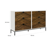 Jem 66 Inch Wide Dresser, 6 Drawers, Brown Fronts and White Acacia Veneer By Casagear Home - BM313180