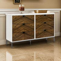 Jem 66 Inch Wide Dresser, 6 Drawers, Brown Fronts and White Acacia Veneer By Casagear Home - BM313180