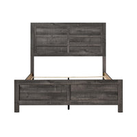 Romy Queen Size Bed with Headboard and Footboard, Rustic Gray Textured Wood - BM313182