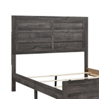 Romy Queen Size Bed with Headboard and Footboard, Rustic Gray Textured Wood - BM313182