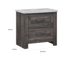 Romy 26 Inch Nightstand with 2 Drawers, Rustic Farmhouse Gray White Wood - BM313183