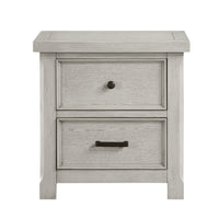 Myna 29 Inch Nightstand with 2 Drawers, Rustic Farmhouse White Oak Veneer - BM313186