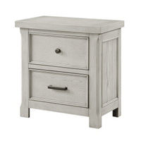 Myna 29 Inch Nightstand with 2 Drawers, Rustic Farmhouse White Oak Veneer - BM313186