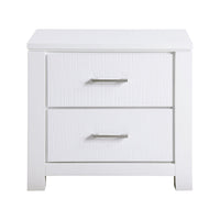 Roni 26 Inch Nightstand, 2 Drawers, Embossed Design, White Solid Wood - BM313194