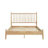 Lika Queen Size Platform Bed, Vertical Slatted Headboard, Natural Brown - BM313197