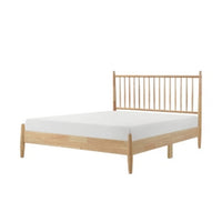 Lika Queen Size Platform Bed, Vertical Slatted Headboard, Natural Brown - BM313197