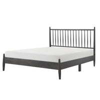 Lika Queen Size Platform Bed, Vertical Slatted Headboard, Gray Finish - BM313198