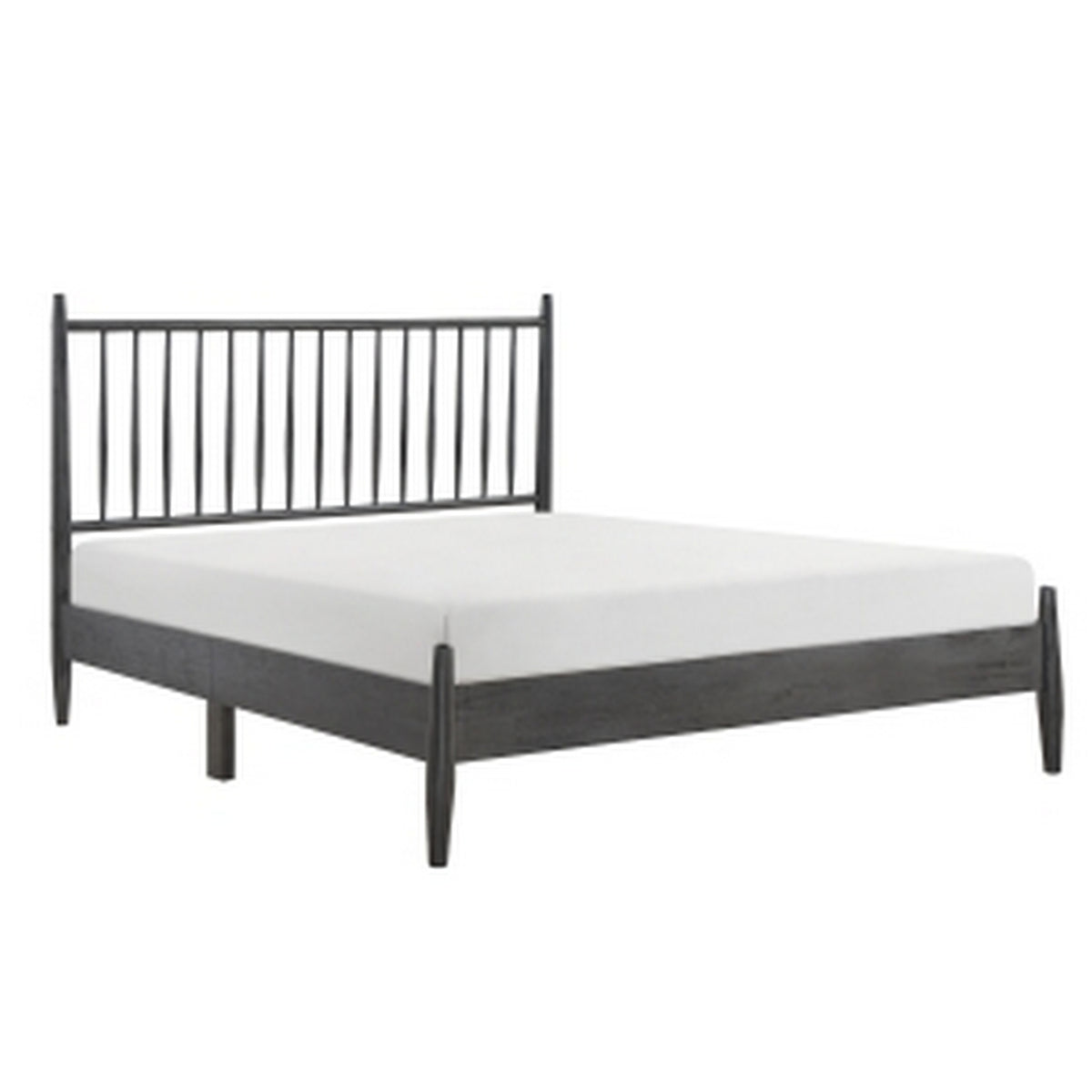 Lika Queen Size Platform Bed, Vertical Slatted Headboard, Gray Finish - BM313198