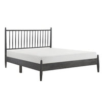 Lika Queen Size Platform Bed, Vertical Slatted Headboard, Gray Finish - BM313198