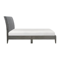 Queen Size Platform Bed, Channel Tufted Upholstered Back, Gray Velvet - BM313199