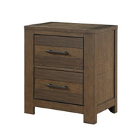 Aco 30 Inch Nightstand, 2 Drawers with Black Handles, Antique Brown Wood - BM313200