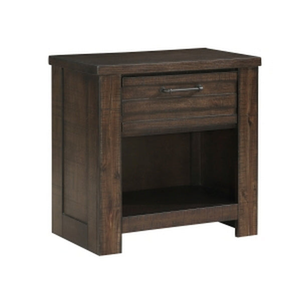 Niti 28 Inch Nightstand, 1 Drawer and 1 Open Storage Cubby, Antique Brown - BM313203