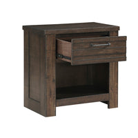 Niti 28 Inch Nightstand, 1 Drawer and 1 Open Storage Cubby, Antique Brown - BM313203