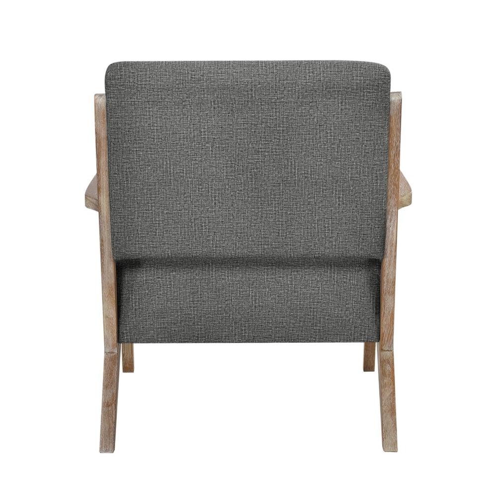 Edra 33 Inch Accent Armchair, Rubberwood Frame, Gray Polyester Cushions - BM313208