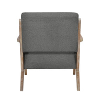 Edra 33 Inch Accent Armchair, Rubberwood Frame, Gray Polyester Cushions - BM313208