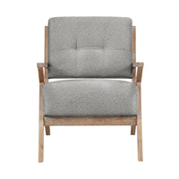 Edra 33 Inch Accent Armchair, Wood Frame, Light Gray Polyester Cushions - BM313209