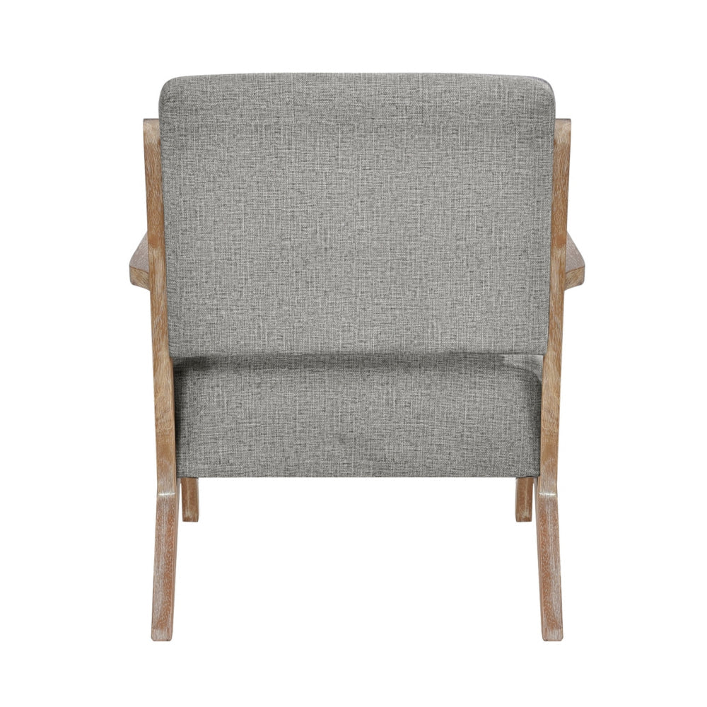 Edra 33 Inch Accent Armchair, Wood Frame, Light Gray Polyester Cushions - BM313209