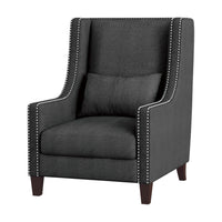 33 Inch Accent Armchair, High Back, Loose Cushions, 1 Lumbar Pillow, Gray - BM313213