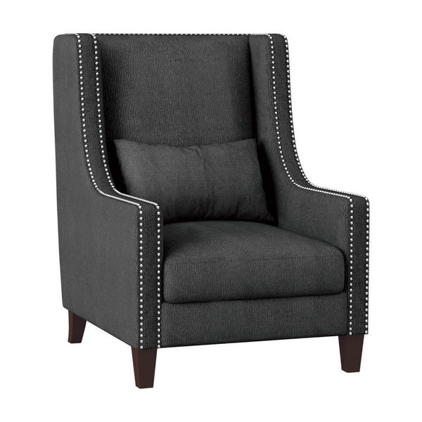 33 Inch Accent Armchair, High Back, Loose Cushions, 1 Lumbar Pillow, Gray - BM313213